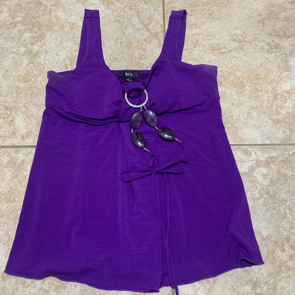 BCX Women's Purple Tank Top with Ring Detail